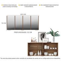 Aparador Buffet 4 Portas Com Espelho E Pés Quadrados Multimóveis V3560 Rustic/branco Rustic/branco - 6