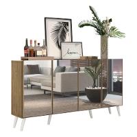 Aparador Buffet 4 Portas Com Espelho Retrô Vegas V3559 Rustic/Branco Rustic/Branco - 1