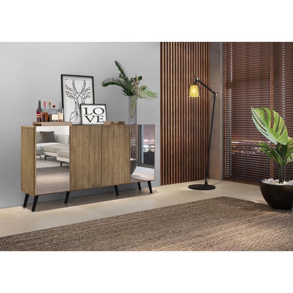 Aparador Buffet 4 Portas Com Espelho Retrô Vegas Multimóveis V3562 Rustic/preto Rustic/preto - 2