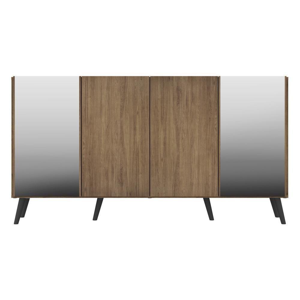 Aparador Buffet 4 Portas Com Espelho Retrô Vegas Multimóveis V3562 Rustic/preto Rustic/preto - 3