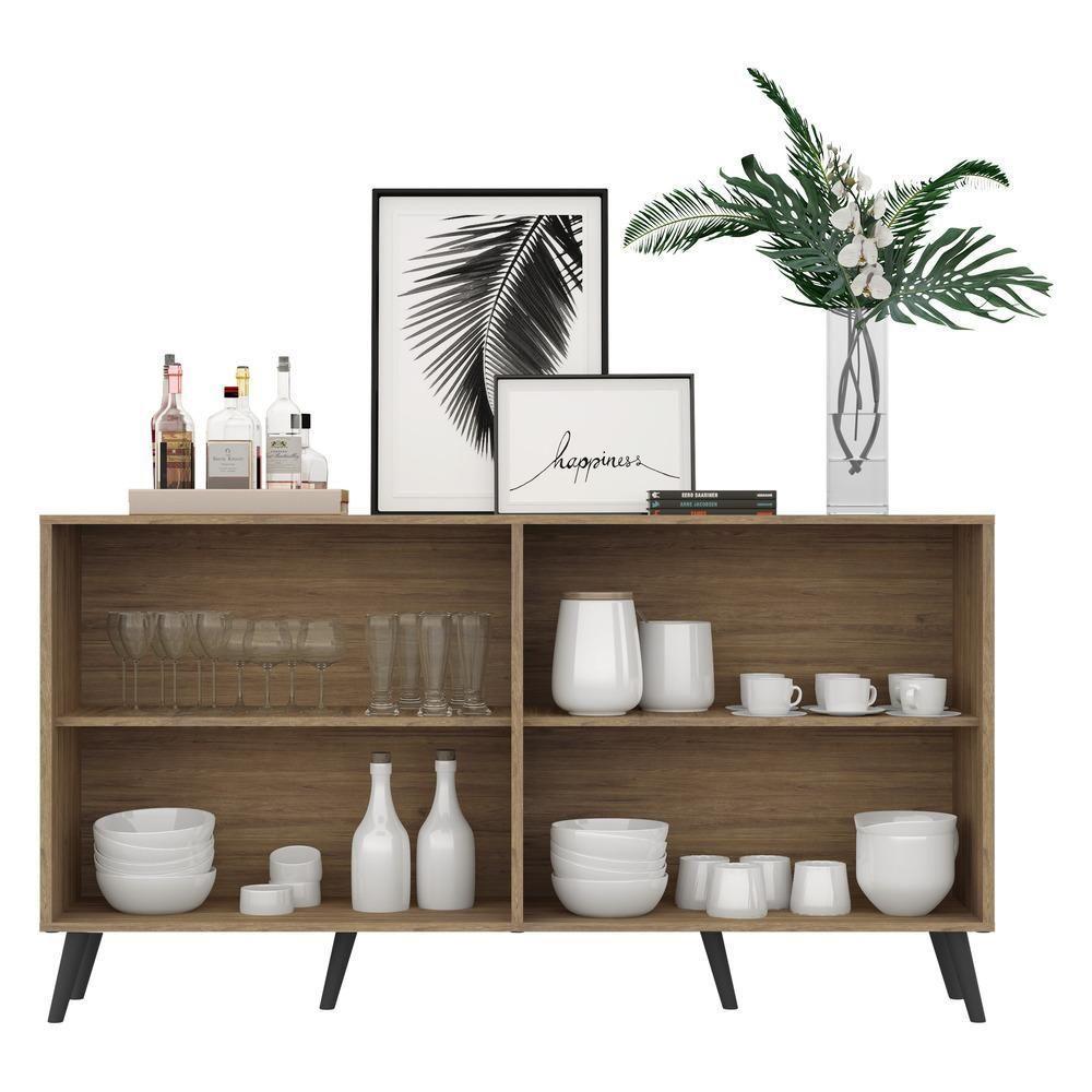 Aparador Buffet 4 Portas Com Espelho Retrô Vegas Multimóveis V3562 Rustic/preto Rustic/preto - 4