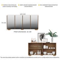 Aparador Buffet 4 Portas Com Espelho E Pés Quadrados Vegas V3560 Rustic/Natural Rustic/Natural - 6