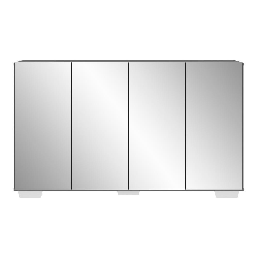 Aparador Buffet 4 Portas Com Espelho E Pés Quadrados Vegas V3560 Grafite/Branco Grafite/Branco - 2