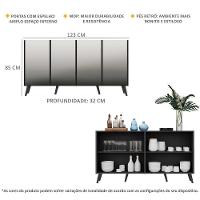 Aparador Buffet 4 Portas Com Espelho Retrô Vegas Multimóveis V3559 Preto Preto - 5