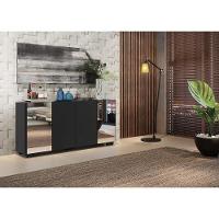 Aparador Buffet 4 Portas Com Espelho E Pés Quadrados Vegas V3563 Preto Preto - 2