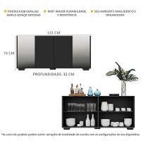 Aparador Buffet 4 Portas Com Espelho E Pés Quadrados Vegas V3563 Preto Preto - 6