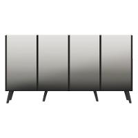 Aparador Buffet 4 Portas com Espelho e Pés Retrô Preto