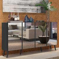 Aparador Buffet 4 Portas com Espelho e Pés Retrô Preto - 5