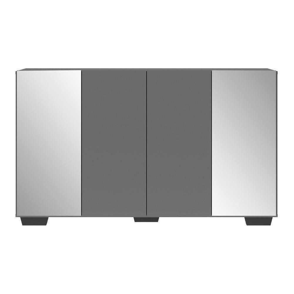 Aparador Buffet 4 Portas Com Espelho E Pés Quadrados Multimóveis V3563 Grafite/preto Grafite/preto - 2