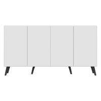 Aparador Buffet 4 Portas com Pés Retrô Branco/preto - 2