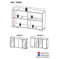 Aparador Buffet 4 Portas Com Espelho E Pés Quadrados Vegas V3563 Rustic/Branco Rustic/Branco - 5