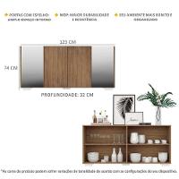 Aparador Buffet 4 Portas Com Espelho E Pés Quadrados Vegas V3563 Rustic/Branco Rustic/Branco - 6