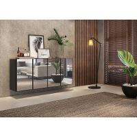 Aparador Buffet 4 Portas Com Espelho Suspenso Vegas Multimóveis V3596 Preto Preto - 1