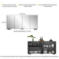 Aparador Buffet 4 Portas Com Espelho E Pés Quadrados Vegas V3560 Grafite/Preto Grafite/Preto - 5