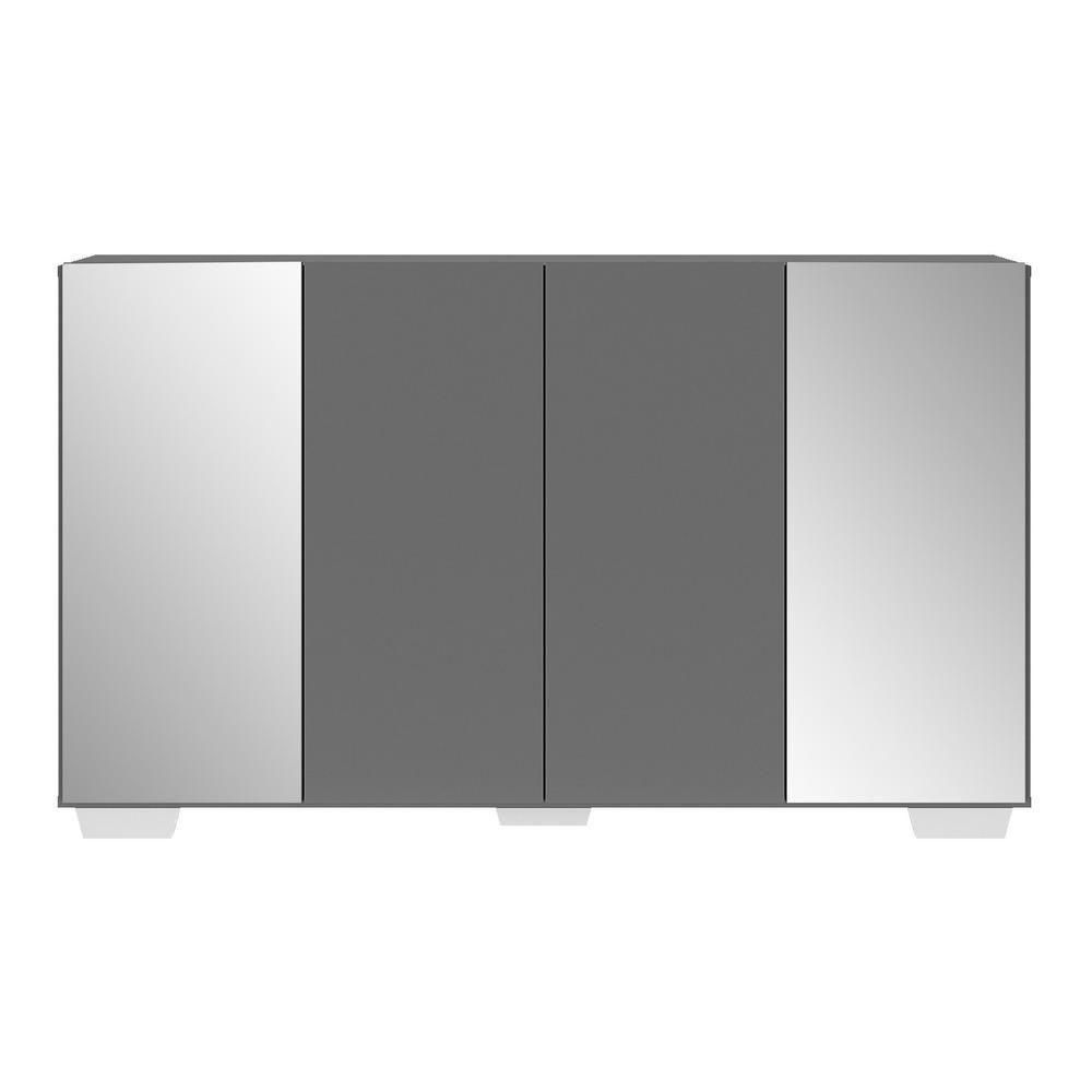 Aparador Buffet 4 Portas Com Espelho E Pés Quadrados Multimóveis V3563 Grafite/branco Grafite/branco - 2