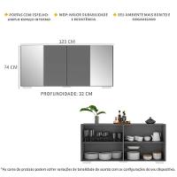 Aparador Buffet 4 Portas Com Espelho E Pés Quadrados Multimóveis V3563 Grafite/branco Grafite/branco - 5