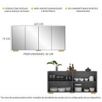 Aparador Buffet 4 Portas Com Espelho E Pés Quadrados Vegas V3560 Grafite/Natural Grafite/Natural - 5