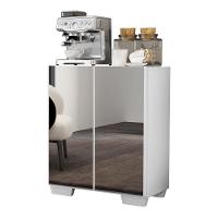 Aparador Buffet 3 Portas Com Espelho E Pés Quadrados Vegas V1014 Branco Branco - 5