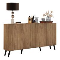 Aparador Buffet 4 Portas C/ Pés Retrô Rustic/preto - 1