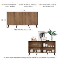 Aparador Buffet 4 Portas C/ Pés Retrô Rustic/preto