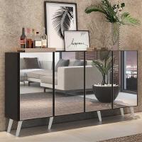 Aparador Buffet 3 Portas Com Espelho Retrô Vegas V1013 Preto/Branco Preto/Branco - 8