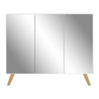 Aparador Buffet 3 Portas Com Espelho Retrô Vegas V1013 Branco/Natural Branco/Natural - 9