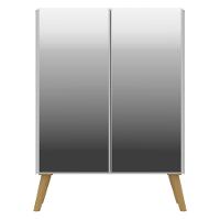 Aparador Buffet 3 Portas Com Espelho Retrô Vegas V1013 Branco/Natural Branco/Natural - 2