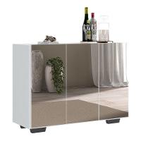 Aparador Buffet 3 Portas Com Espelho E Pés Quadrados Vegas V1014 Branco/Preto Branco/Preto - 1