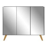 Aparador Buffet 3 Portas Com Espelho Retrô Vegas V1013 Preto/Natural Preto/Natural - 9