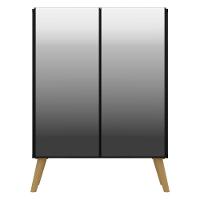 Aparador Buffet 3 Portas Com Espelho Retrô Vegas V1013 Preto/Natural Preto/Natural - 2