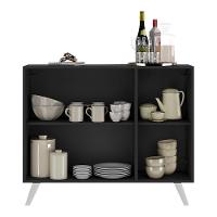 Aparador 3 Portas Com Espelho Retrô Mp1013 Preto/Branco - 5