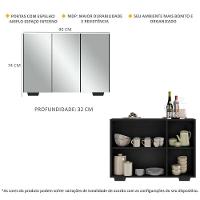 Aparador Buffet 2 Portas Com Espelho E Pés Quadrados Vegas V3614 Preto Preto - 10