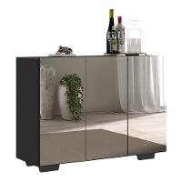 Aparador Buffet 2 Portas Com Espelho E Pés Quadrados Vegas V3614 Preto Preto - 1