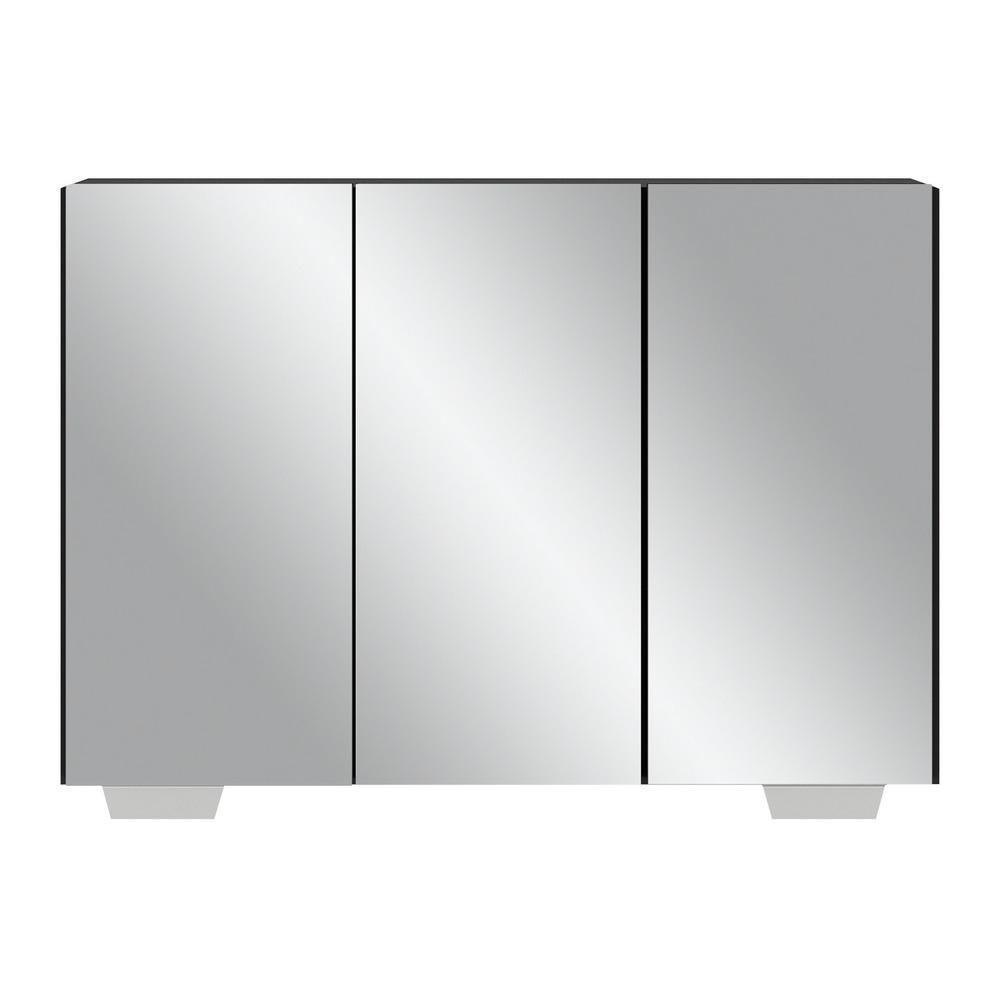 Aparador 3 Portas Com Espelho Mp1014 Preto/Branco - 6