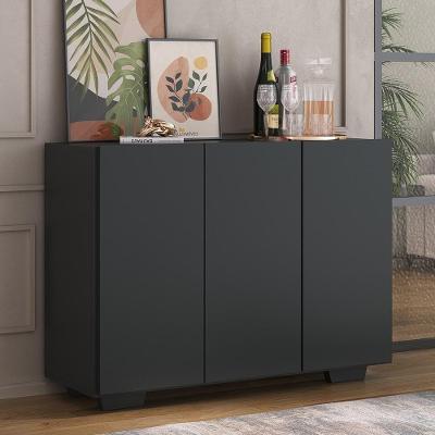 Aparador Buffet 3 Portas Com Pés Quadrados Veneza Multimóveis Mp1010 Preto