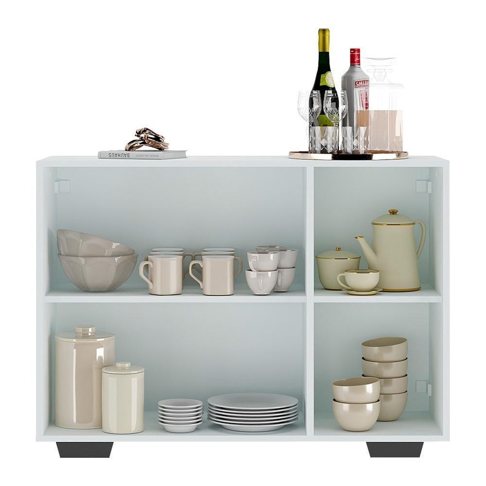 Aparador 3 Portas Com Espelho Mp1014 Branco/Preto - 5