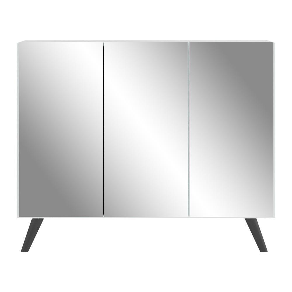 Aparador 3 Portas Com Espelho Retrô Mp1013 Branco/Preto - 6