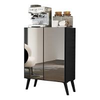 Aparador Buffet 2 Portas Com Espelho Retrô Vegas V3613 Preto Preto - 5