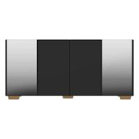 Aparador Buffet com Espelho E Pés Quadrados Preto/natural