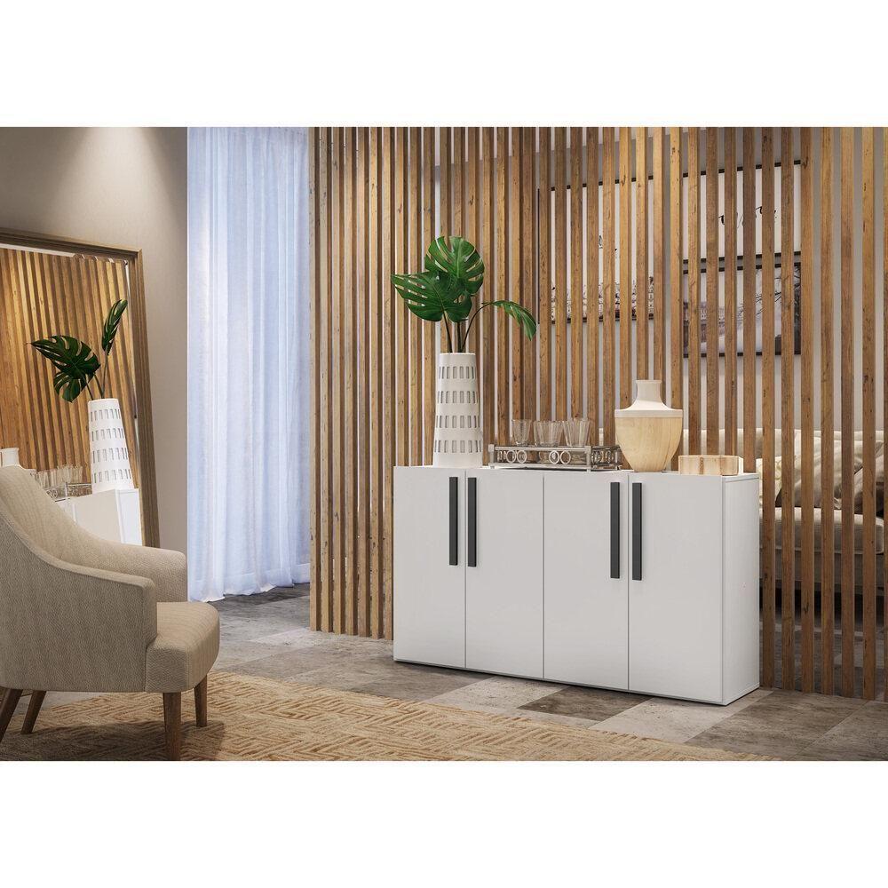 Aparador Buffet 4 Portas Viena V3604 Branco/Preto Branco/Preto - 2