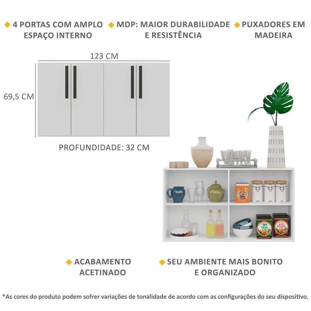 Aparador Buffet 4 Portas Viena V3604 Branco/Preto Branco/Preto - 6