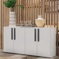 Aparador Buffet 4 Portas Viena V3604 Branco/Preto Branco/Preto - 7