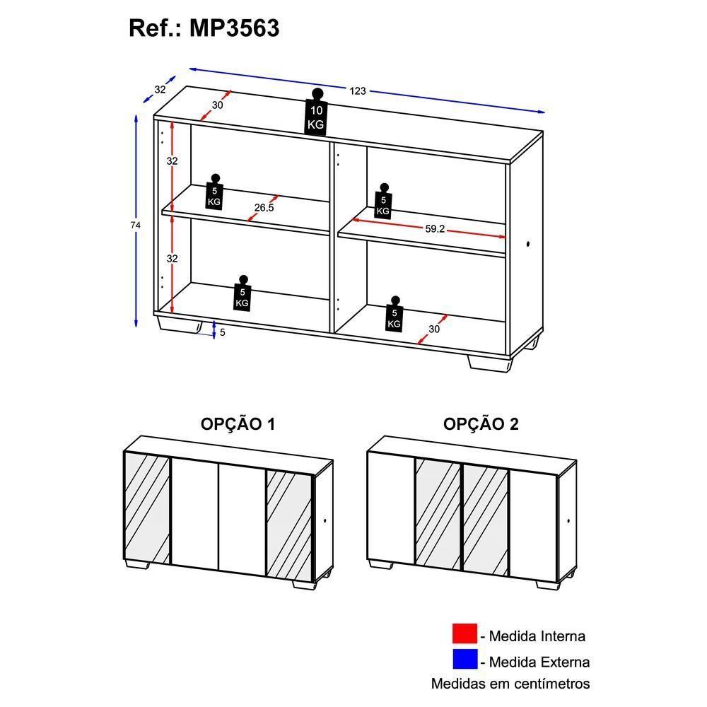 Aparador Buffet com Espelho e Pés Quadrados Rustic/natural - 7