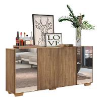Aparador Buffet com Espelho e Pés Quadrados Rustic/natural - 1