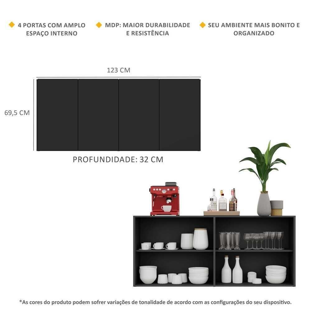 Aparador Buffet 4 Portas Veneza Multimóveis Preto - 7