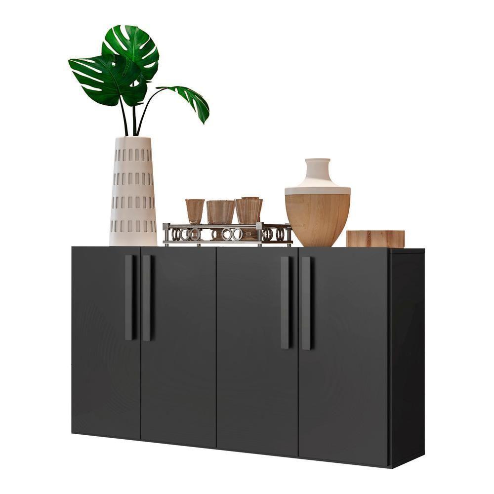 Aparador Buffet 4 Portas Viena V3604 Preto Preto - 1