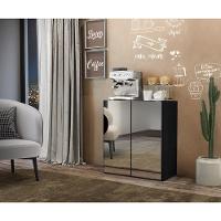 Aparador Cantinho Do Café Com Espelho 2 Portas Preto