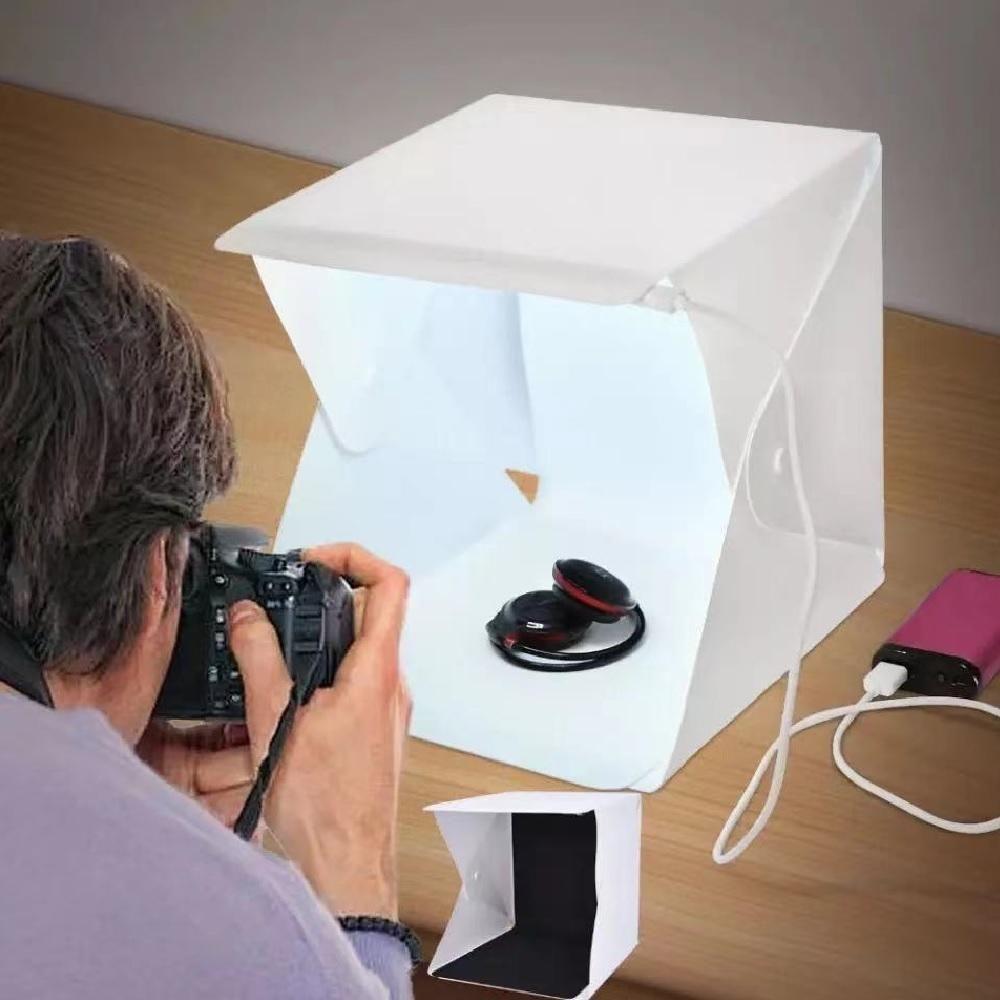Mini Estudio Fotografico Led Portatil Cabine Fotografia Ecommerce Iluminação 2 Fundos Box Completo Tenda Fotografica Usb - 6