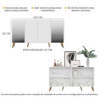 Aparador Buffet com Espelho e Pés Retrô Branco Natural - 3