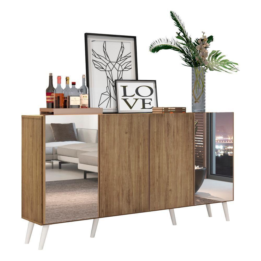 Aparador Buffet Com Espelho E Pés Retrô Vegas Multimóveis Rustic/branco - 2